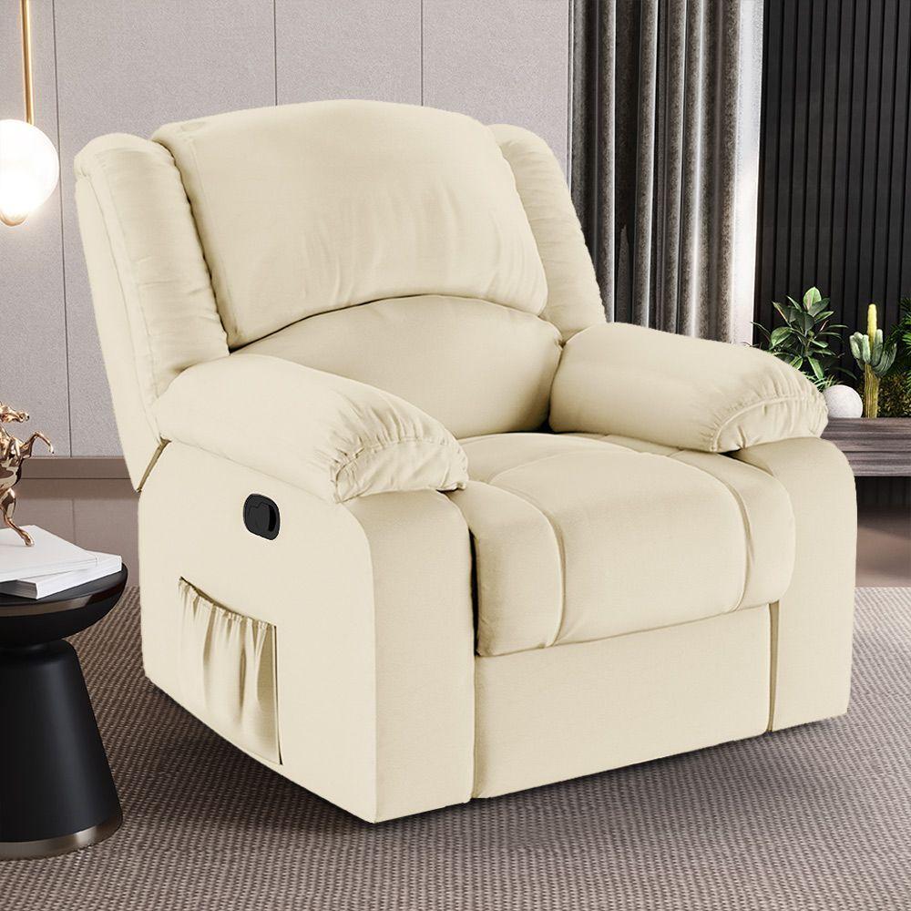 Poltrona Do Papai Reclinável Sala De Cinema Madrid Manual Pu Bege G26 - 4