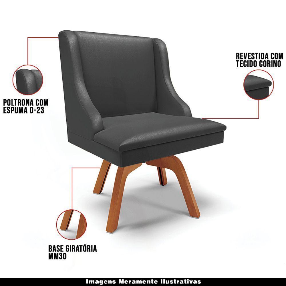 Kit 2 Poltronas Base Giratória Preto Fosco/Natural - 7
