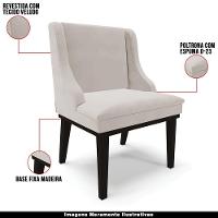 Kit 2 Poltronas Base Fixa De Madeira Veludo Cinza/Preto - 7