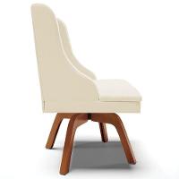 Kit 2 Poltronas Base Giratória De Madeira Bege/Natural - 2