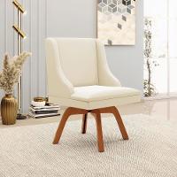 Kit 2 Poltronas Base Giratória De Madeira Bege/Natural - 9