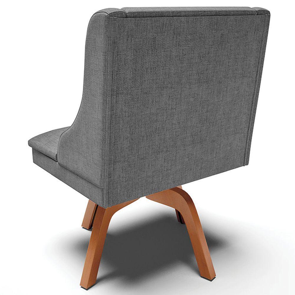 Kit 2 Poltronas Base Giratória Linho Grafite/Natural - 3