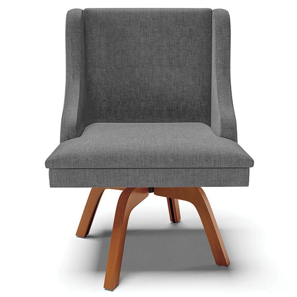 Kit 2 Poltronas Base Giratória Linho Grafite/Natural - 5