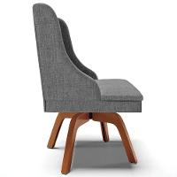 Kit 2 Poltronas Base Giratória Linho Grafite/Natural - 2