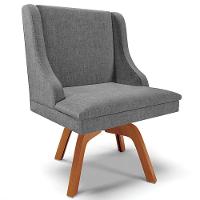 Kit 2 Poltronas Base Giratória Linho Grafite/Natural