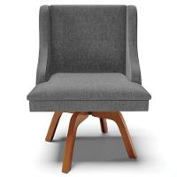 Kit 2 Poltronas Base Giratória Linho Grafite/Natural - 5