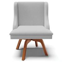 Kit 2 Poltronas Base Giratória Linho Cinza/Natural - 5