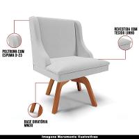 Kit 2 Poltronas Base Giratória Linho Cinza/Natural - 7