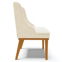 Kit 2 Poltronas Base Fixa De Madeira Veludo Bege/Castanho - 5