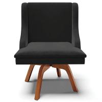 Kit 2 Poltronas Base Giratória De Madeira Preto/Natural