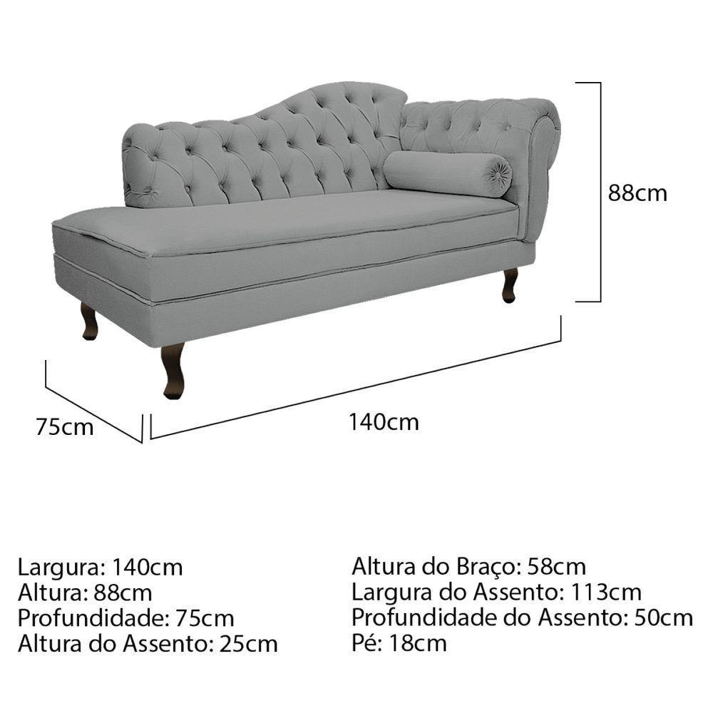Kit Diva Recamier Diana 140Cm Lado Esquerdo E 02 Poltronas Classic Corano Cinza - 6
