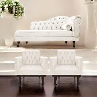 Kit Diva Recamier Diana 140Cm Lado Esquerdo E 02 Poltronas Classic Corano Bege - 7