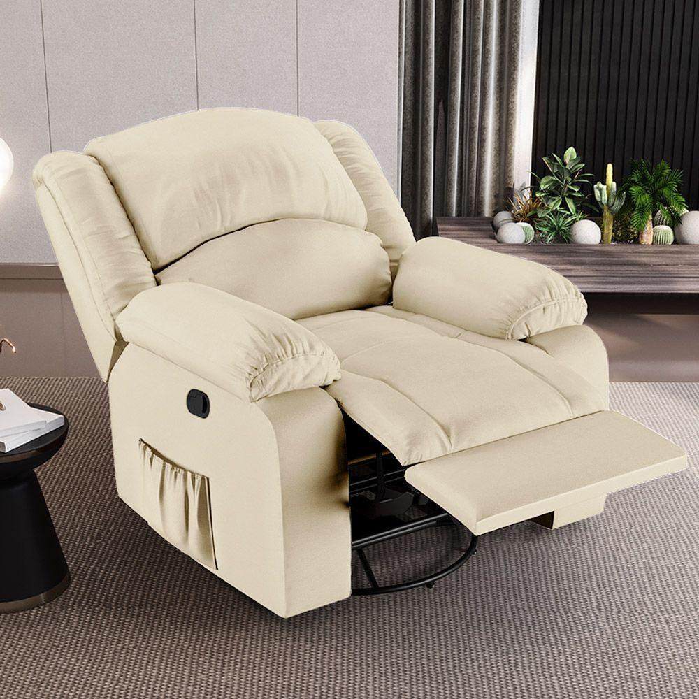 Poltrona Do Papai Reclinável Sala De Cinema Madrid Glider Manual Giratória Massagem Usb Pu Bege G26 - 1