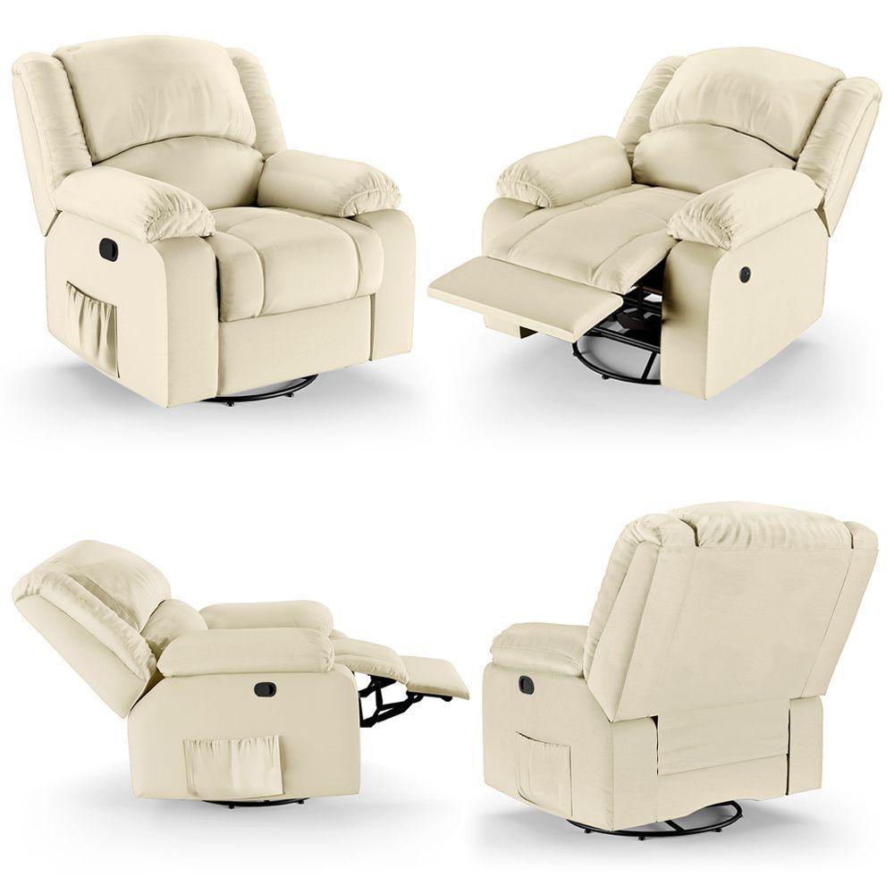 Poltrona Do Papai Reclinável Sala De Cinema Madrid Glider Manual Giratória Massagem Usb Pu Bege G26 - 4
