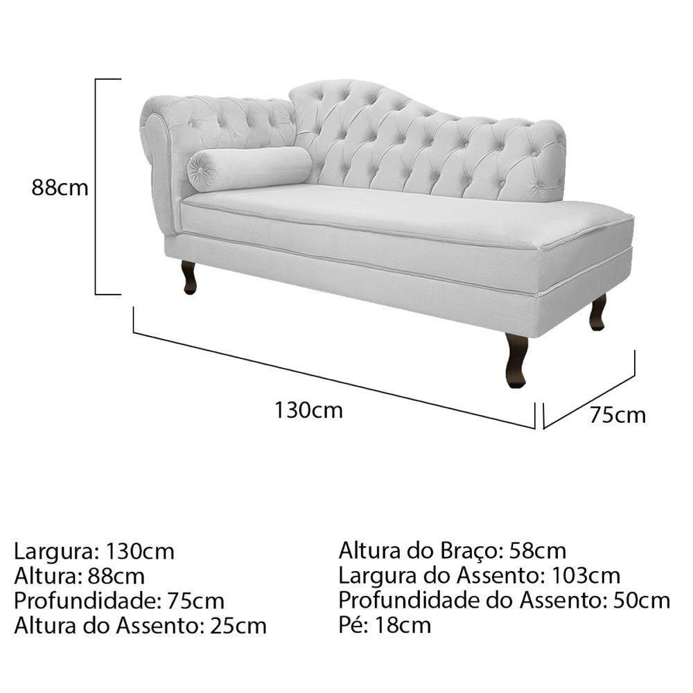 Kit Diva Recamier Diana 130Cm Lado Direito E 02 Poltronas Classic Suede Branco - 6