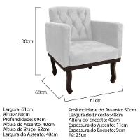 Kit Diva Recamier Diana 130Cm Lado Direito E 02 Poltronas Classic Suede Branco - 5