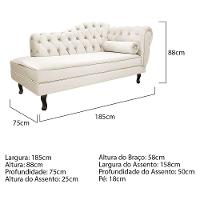 Kit Diva Recamier Diana 185Cm Lado Esquerdo E 02 Poltronas Classic Corano Bege - 6