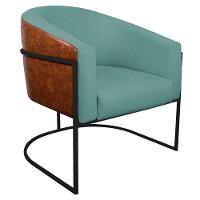 Poltrona Base De Ferro Preto Corano Nozes E Linho Rosê - 1