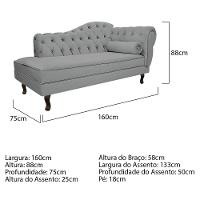 Kit Diva Recamier Diana 160Cm Lado Esquerdo E 02 Poltronas Classic Corano Cinza - 6