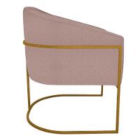 Kit 02 Poltronas Luiza Base De Ferro Dourado Linho Rosê - 3