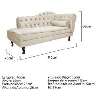 Kit Diva Recamier Diana 140Cm Lado Esquerdo E 02 Poltronas Classic Suede Bege - 6