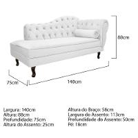 Kit Diva Recamier Diana 140Cm Lado Esquerdo E 02 Poltronas Classic Corano Branco - 6