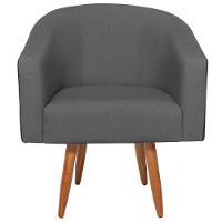 Kit 02 Poltronas Luiza Pés Palito Factor Preto E Linho Cinza Escuro - 7