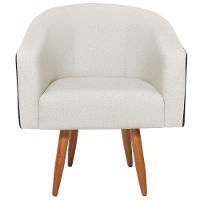 Kit 02 Poltronas Luiza Pés Palito Factor Preto E Linho Bege