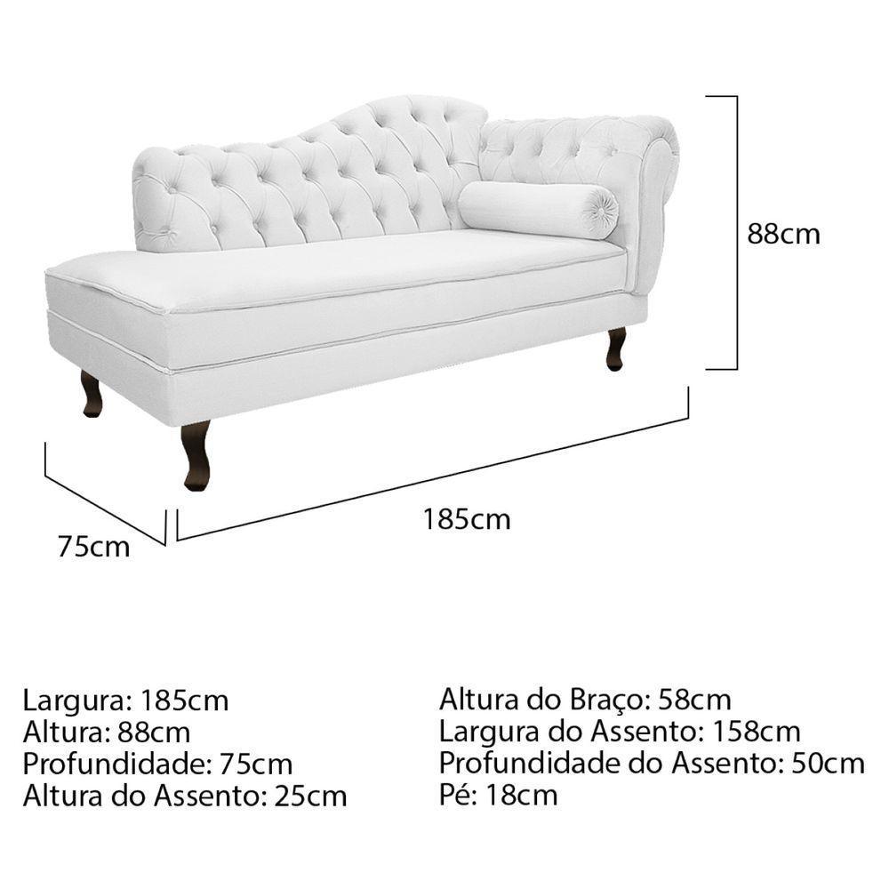 Kit Diva Recamier Diana 185Cm Lado Esquerdo E 02 Poltronas Classic Corano Branco - 6