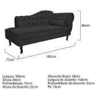 Kit Diva Recamier Diana 185Cm Lado Esquerdo E 02 Poltronas Classic Corano Preto - 6