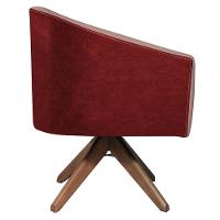 Kit 02 Poltronas Luiza Base Giratória De Madeira Factor Vermelho E Linho Rosê