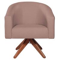 Kit 02 Poltronas Luiza Base Giratória De Madeira Factor Vermelho E Linho Rosê - 5