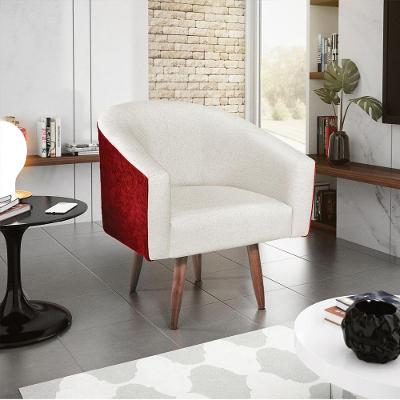 Poltrona Luiza Pés Palito Factor Vermelho E Linho - Adj Decor Cor Bege