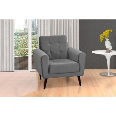 Poltrona Decorativa Livia Veludo Cinza Matrix