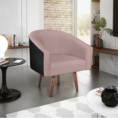 Poltrona Luiza Pés Palito Factor Preto E Linho - Adj Decor Cor Rosê