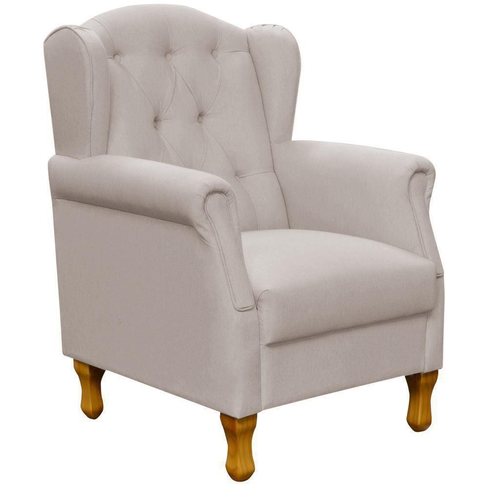 Poltrona Decorativa Para Sala De Estar Yara P02 Linho Bege - 1
