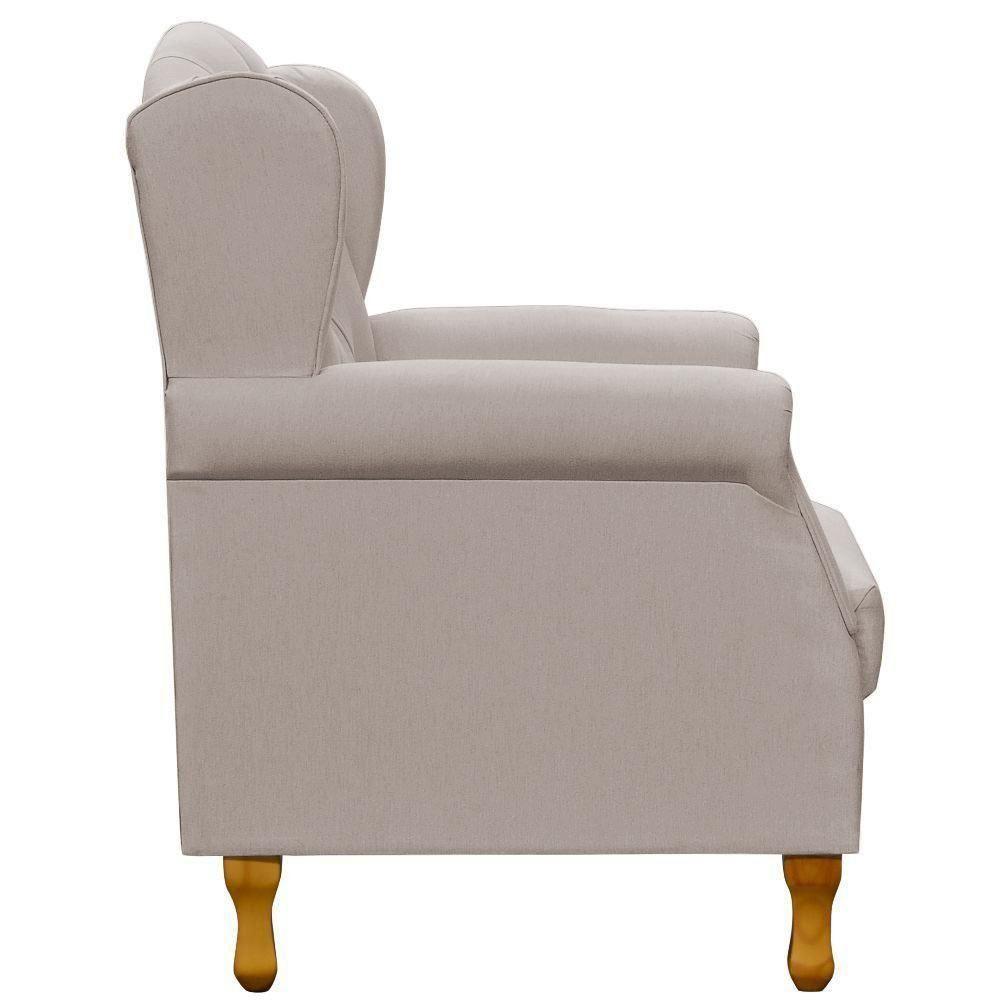 Poltrona Decorativa Para Sala De Estar Yara P02 Linho Bege - 2