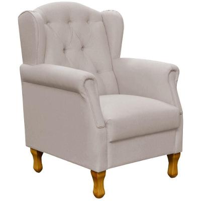 Poltrona Decorativa Yara P02 Para Sala de Estar Bege Lyam Decor