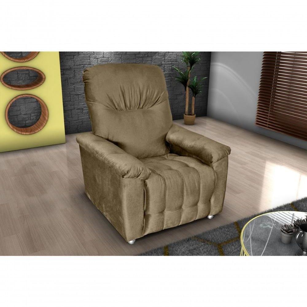 Poltrona Do Papai Reclinável Virtus - Veludo Turkey Castor - 2