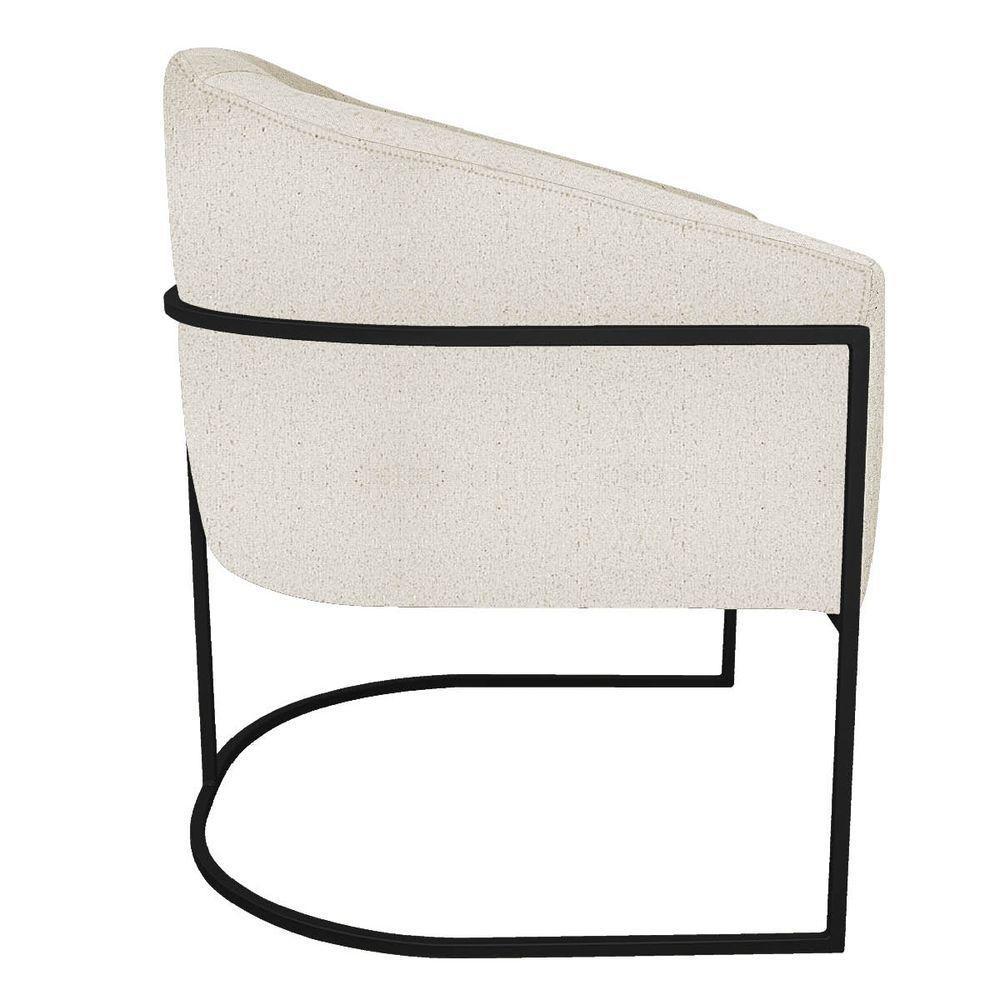 Kit 02 Poltronas Luiza Base De Ferro Preto Linho - Adj Decor Cor Bege - 3
