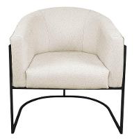 Kit 02 Poltronas Luiza Base De Ferro Preto Linho - Adj Decor Cor Bege