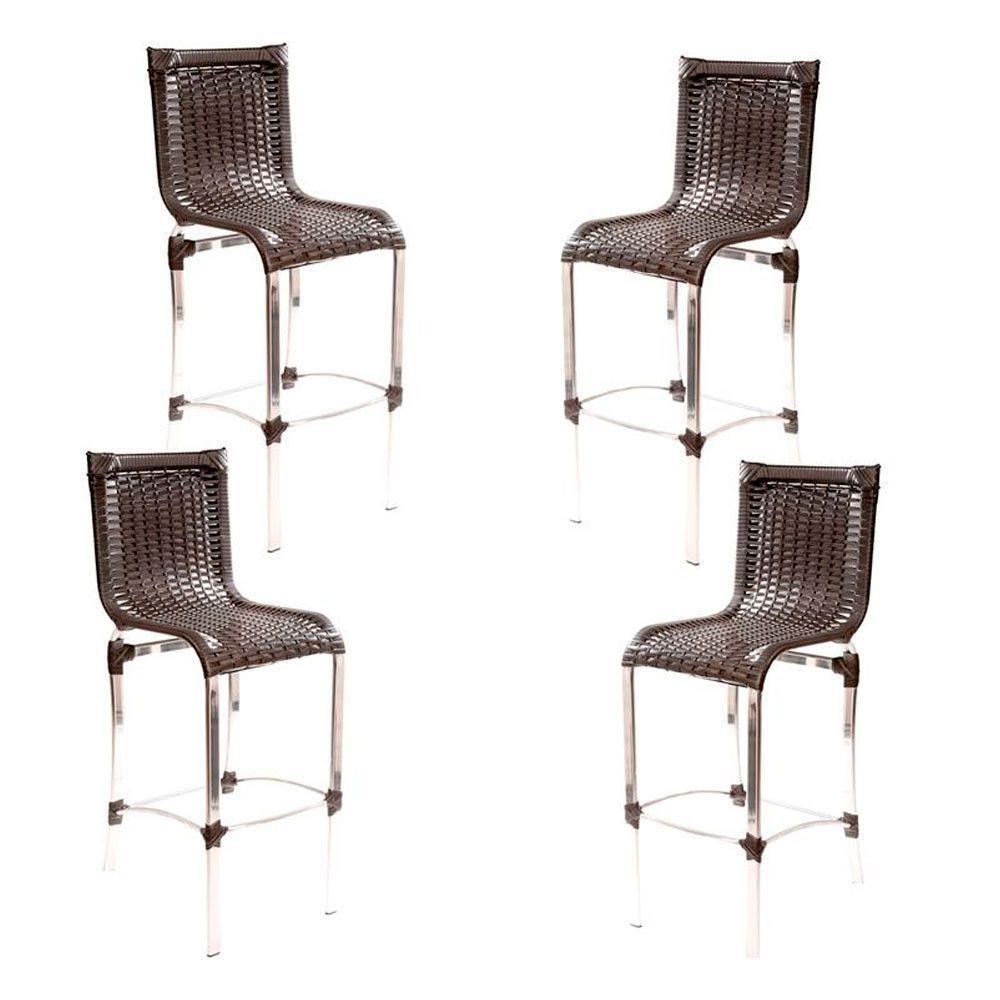 4 Banquetas Alta Haiti Em Alumínio Para Cozinha Bar Edícula Preto - 1