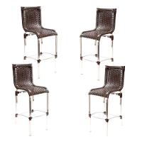 4 Banquetas Alta Haiti Em Alumínio Para Cozinha Bar Edícula Preto - 1