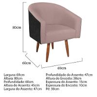 Kit 02 Poltronas Luiza Pés Palito Factor Preto E Linho - Amarena Móveis Cor Rosê - 2