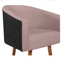 Kit 02 Poltronas Luiza Pés Palito Factor Preto E Linho - Amarena Móveis Cor Rosê - 3