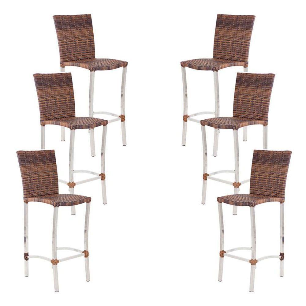 6 Banquetas Alta Cannes Em Alumínio Para Cozinha Bar Edícula Argila - 1