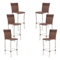 6 Banquetas Alta Cannes Em Alumínio Para Cozinha Bar Edícula Argila - 1