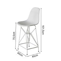 Banqueta Bistrô Alta Eames Eiffel Branca Base Ferro Branco