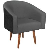 Kit 02 Poltronas Luiza Pés Palito Factor Preto E Linho - Amarena Móveis Cor Cinzaescuro - 5