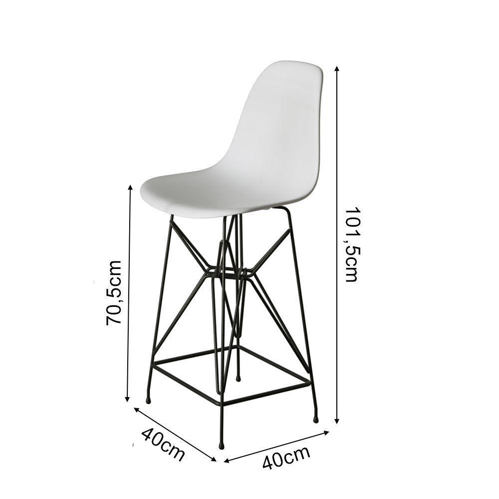 Banqueta Bistrô Alta Eames Eiffel Branca Base Ferro Preto - 2